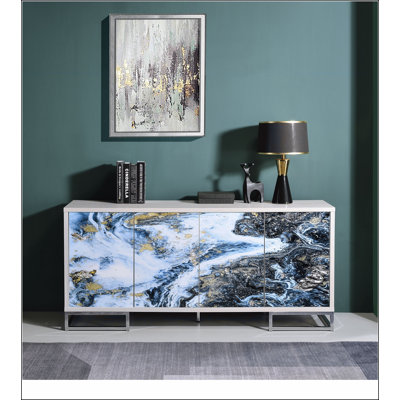 Console Liam Blue Marble Paint & Chrome