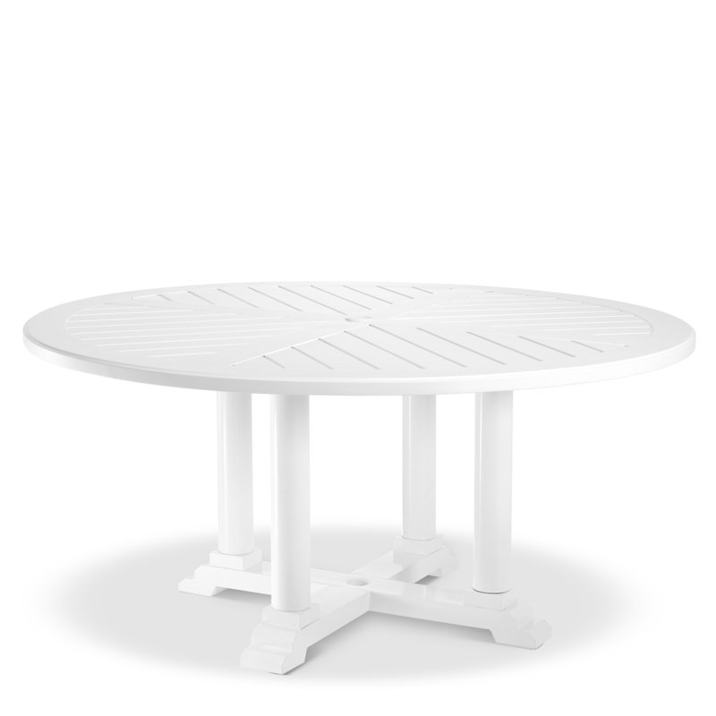 Outdoor Table Outdoor Round Dining Table, White, 29.33" H x 62.99" L x 62.99" W