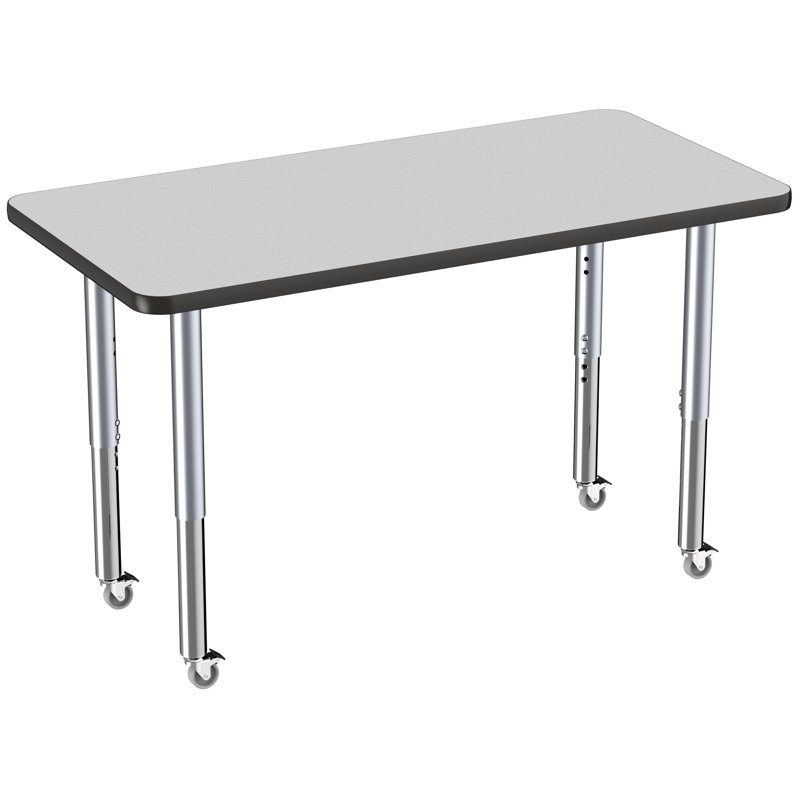 Table rectangulaire d'activité rectangulaire avec pieds réglables, 24 po x 48 po, Gris/noir, Super