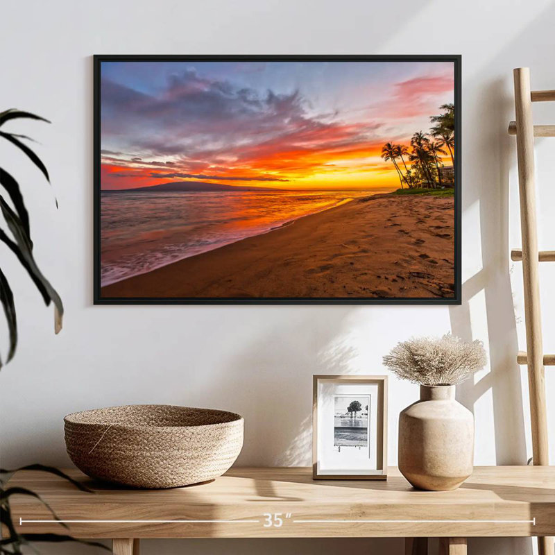 Kaanapali Neruda Sunset, 25 po x 17 po, Cadre flottant noir