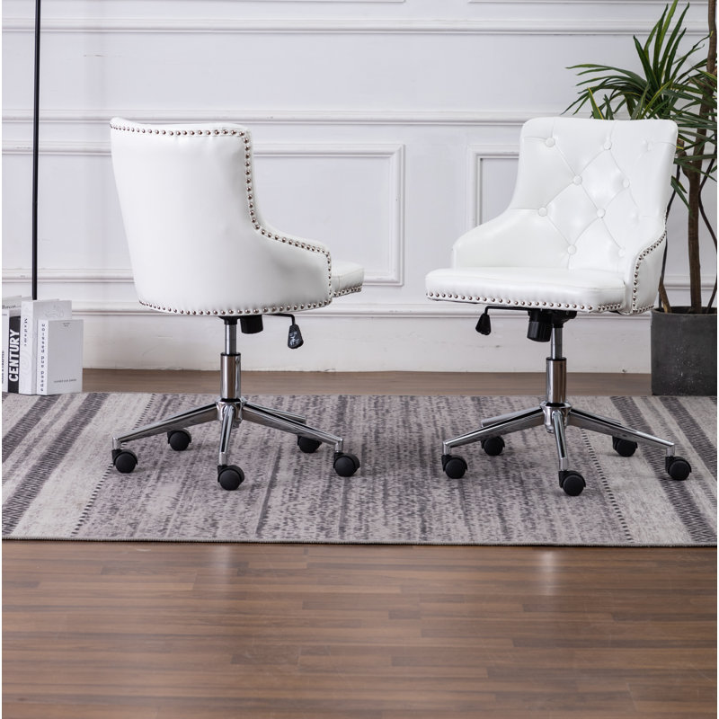 Shenfield Task Chair, White Faux Leather