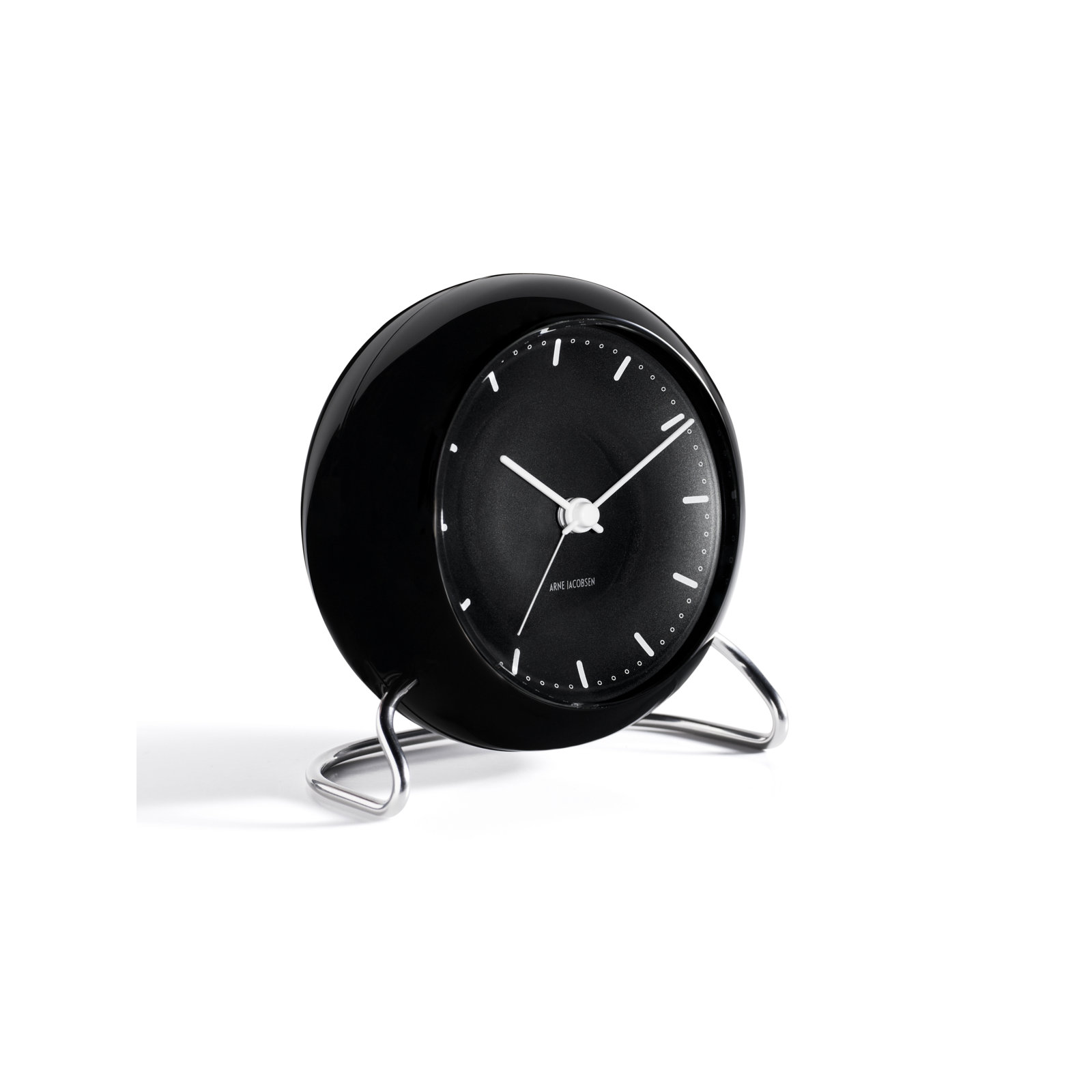 City Hall Analog Electric Alarm Tabletop Clock, Black/Silver