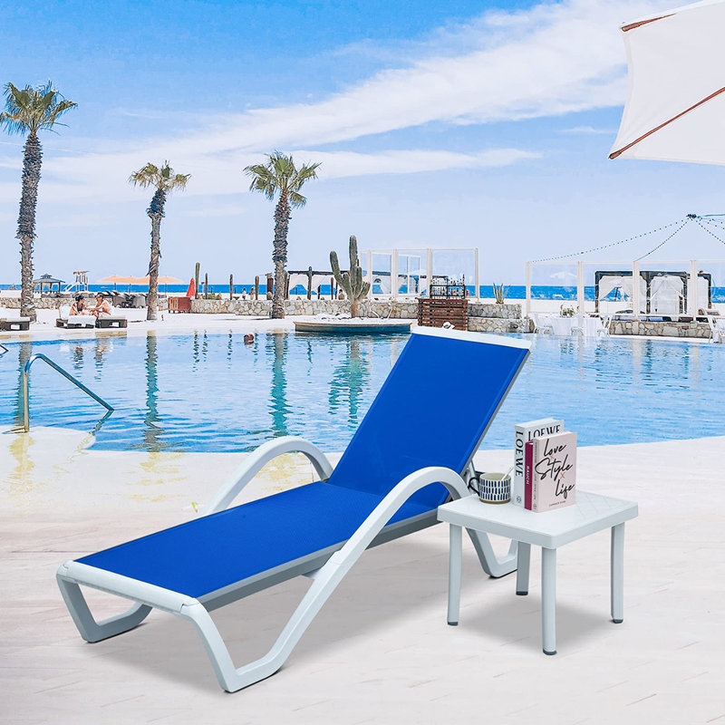 Chaise d'extérieur en polypropylène avec dossier réglable, pour la plage, Bleu, Bleu clair