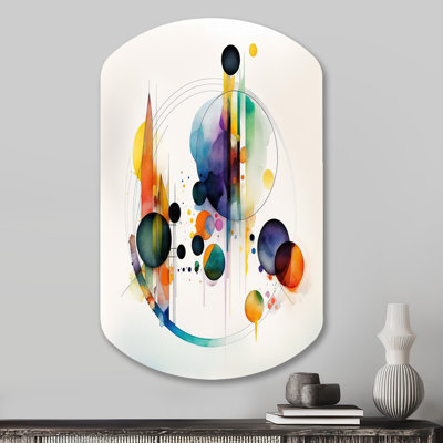Multi-Colour Watercolor Geometric Art I - Abstract Geometric Cylinder Shape Metal Wall Sculpture
