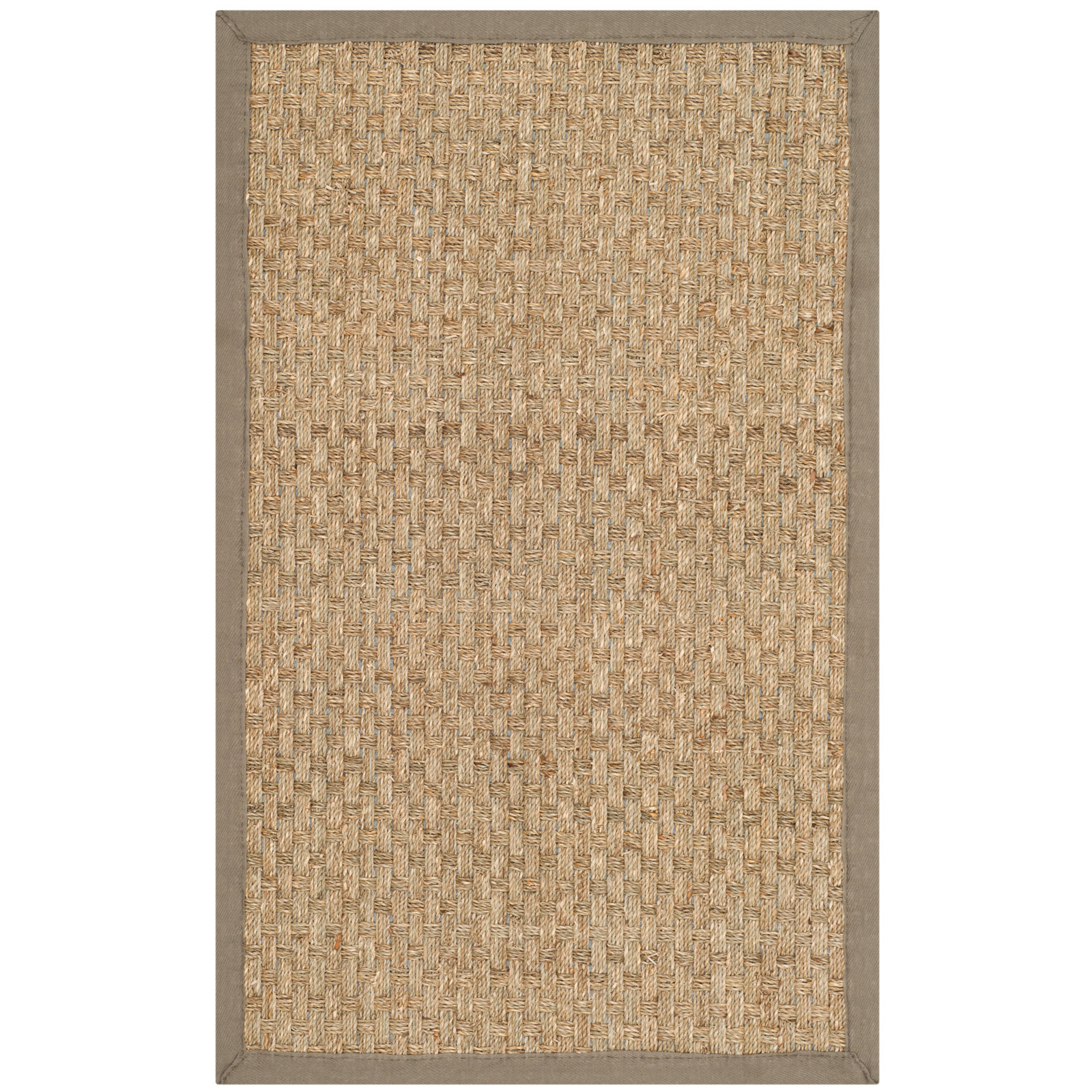 Lasone Natural Gray Seagrass Rug, Rectangle 2'6" x 4'