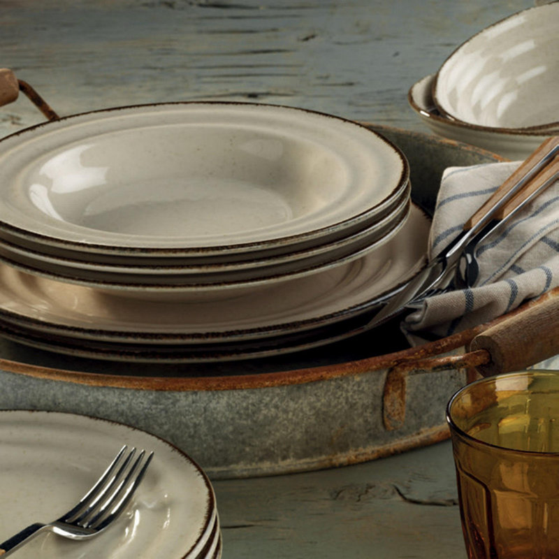 Brabazon 18 Piece Porcelain Dinnerware Set - Service for 6, Cinnamon