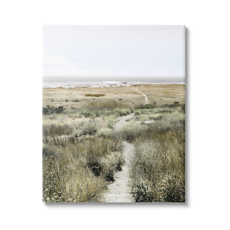 «Distant Shoreline Grassy Beach Path Cloudy Horizon», art mural surdimensionné surdimensionné par Danita Delimont