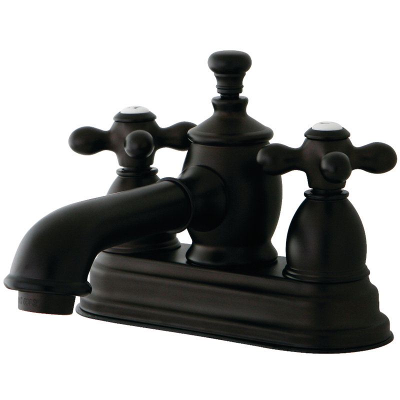 Kingston Brass English Country Two-Handle 3-Hole Deck Mount 4" Centerset Bathroom Faucet with Brass Pop-Up, Oil Rubbed Bronze