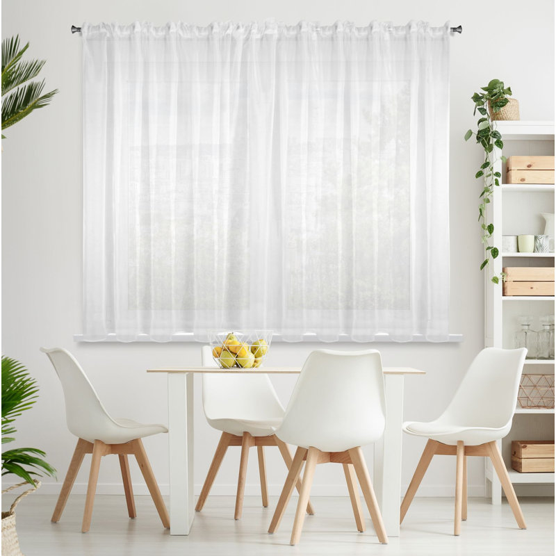 Kashmier Sheer Curtain Single Panel, White, 150cm H x 350cm W