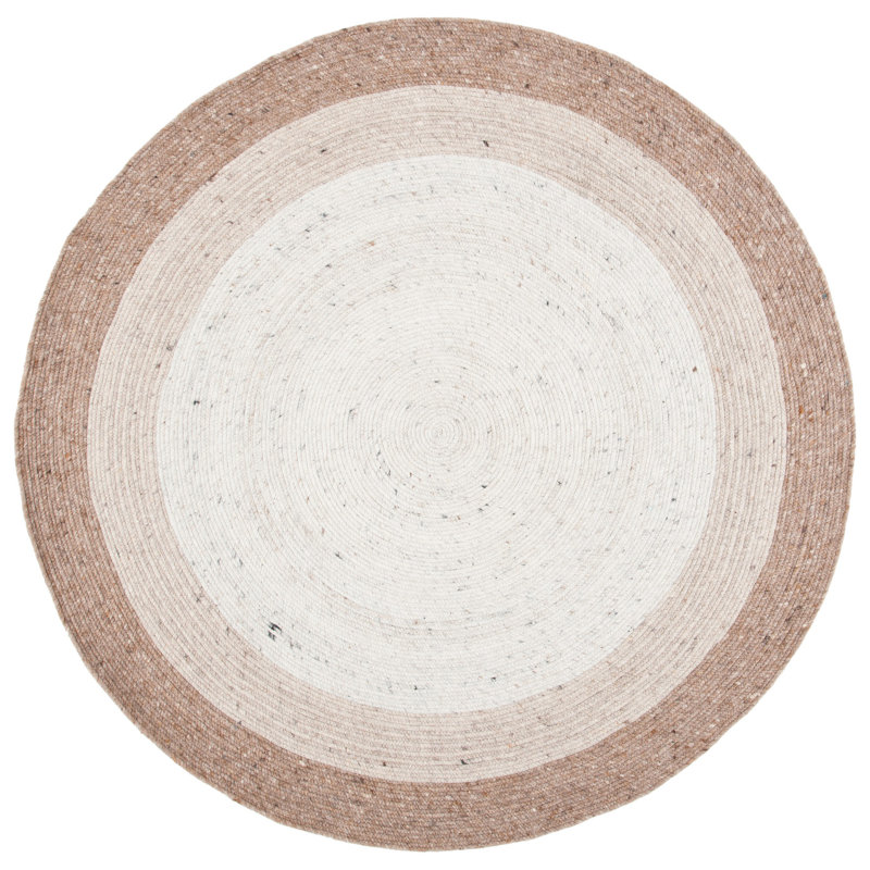 Tapis ivoire / en laine tissé à la main Mansfield, Rond 4 pi