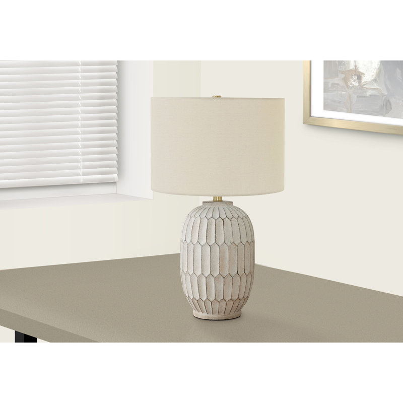 Lighting, 24 po, lampe de table, résine crème, abat-jour ivoire / crème, transitionnel