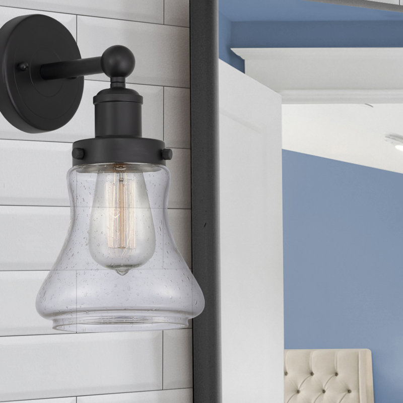 Applique murale à bras en acier 1 lumière Chickasha, Blanc mat, Nickel poli