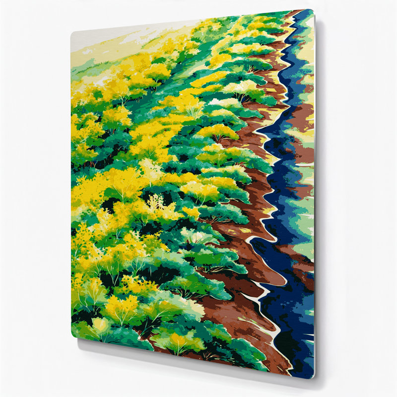 Aquarelle paysage 12 art mural en métal brun, H 24 po x l 20 po
