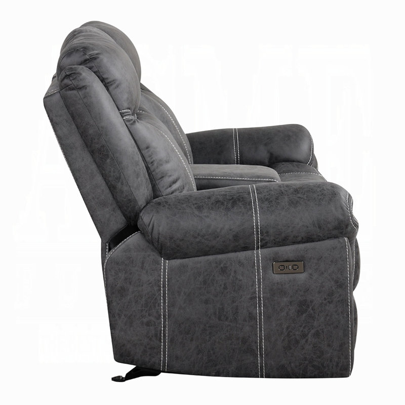 Causeuse inclinable électrique Hesy avec console 75 po gris foncé