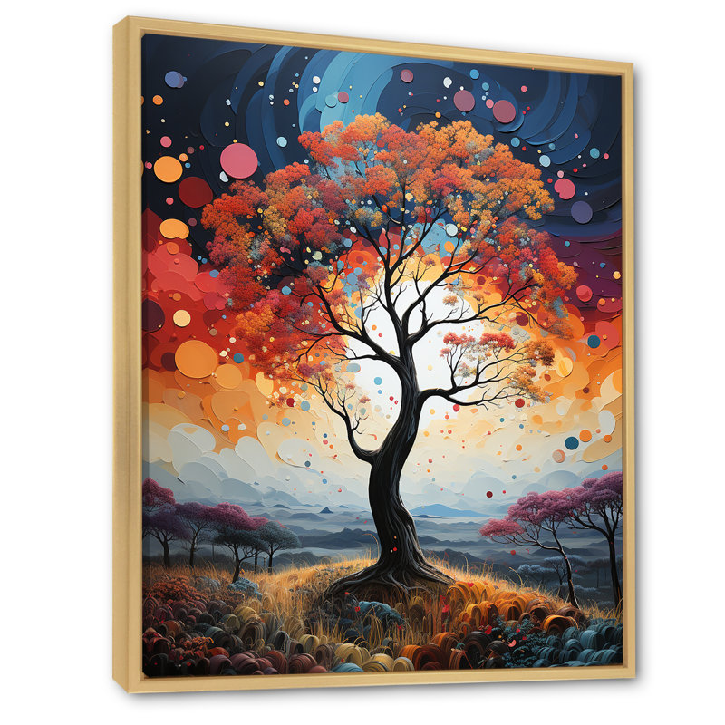 Abstraction colorée «Baobab Tree I», art mural sur toile, Cadre naturel flottant, H 32 po x l 24 po