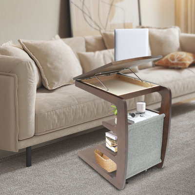 Table d'appoint en C à 4 niveaux avec 4 roulettes universelles pour le salon, la chambre à coucher et le bureau