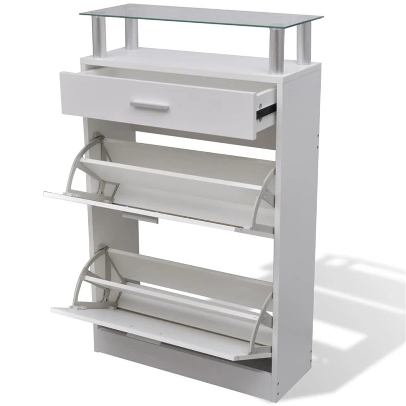 6 Pair Shoe Storage Cabinet, White