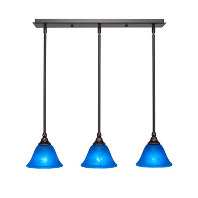 Luminaire suspendu linéaire à 3 lumières avec tige de 7 po