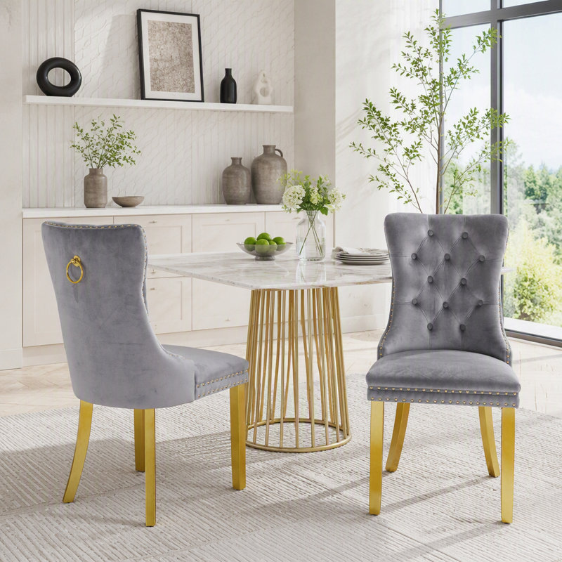 Chaise de salle à manger rembourrée moderne, Gris clair