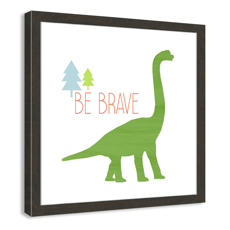 Dino Brave 1 ', art encadré, H 22,5 po x l 22,5 po x P 0,6 po, Cadre plat à grain de bois noir