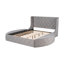 Lit plateforme tapissier en velours avec tête de lit à oreilles, 1 grand tiroir et 2 tabourets de rangement latéraux (gris)-144642424