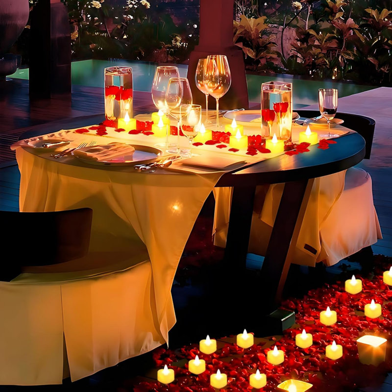 Artificial Rose Petals with 72 Pcs Romantic Flameless Candles, LED Heart Tea Lights Battery Operated for Valentine's Day Romantic Night Wedding Anniversary Table Party Decoration