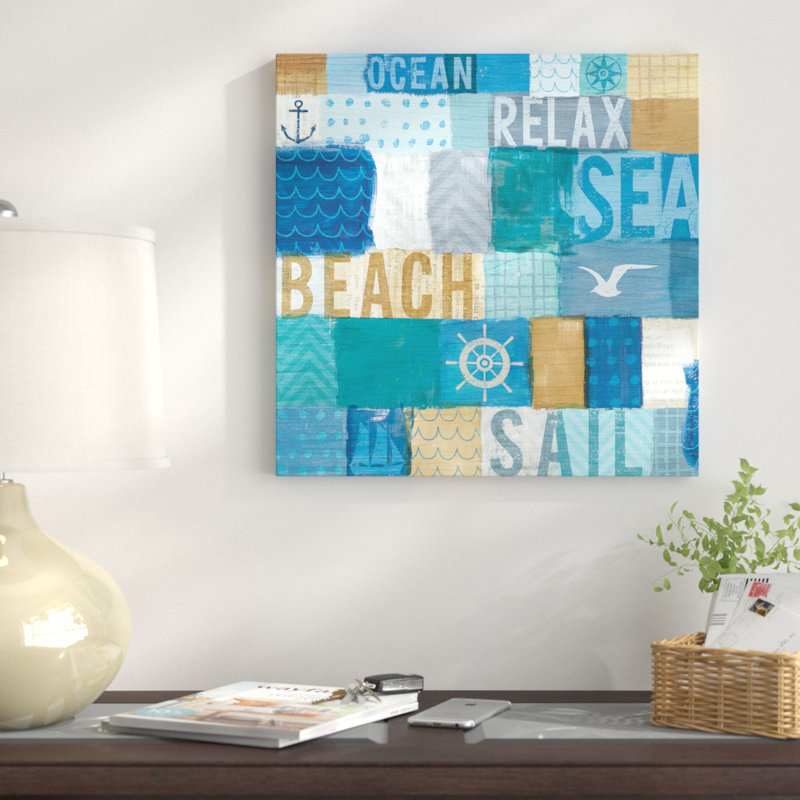 «Beachscape Series: Collage I», impression sur toile, H 12 po x l 12 po x P 1,5 po, Pas de tapis, Toile tendue