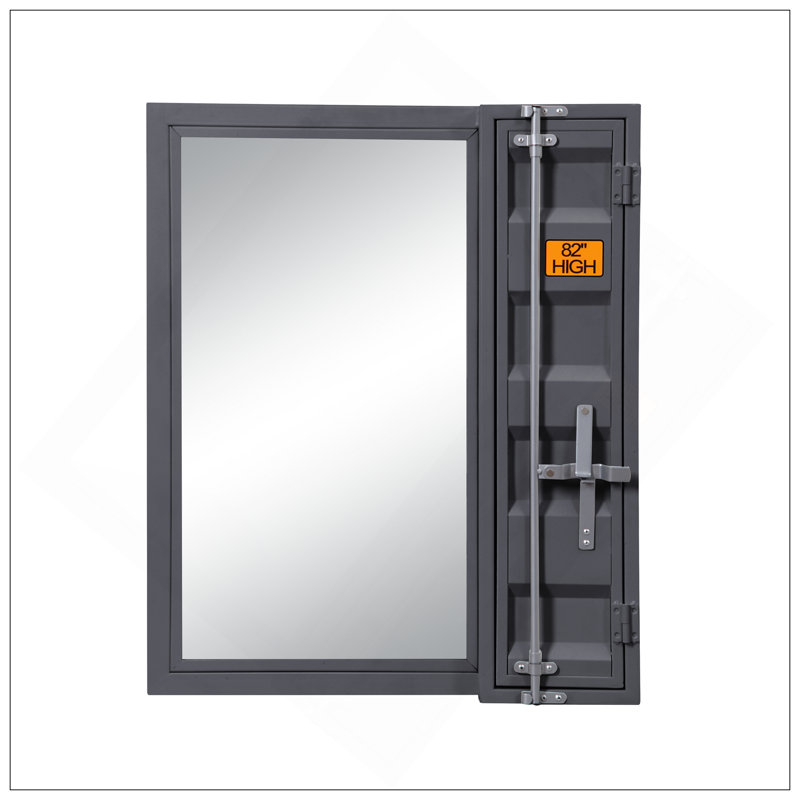 Cargo Vanity Mirror With Secure Storage And Clear Reflection For Modern Spaces, Gunmetal
