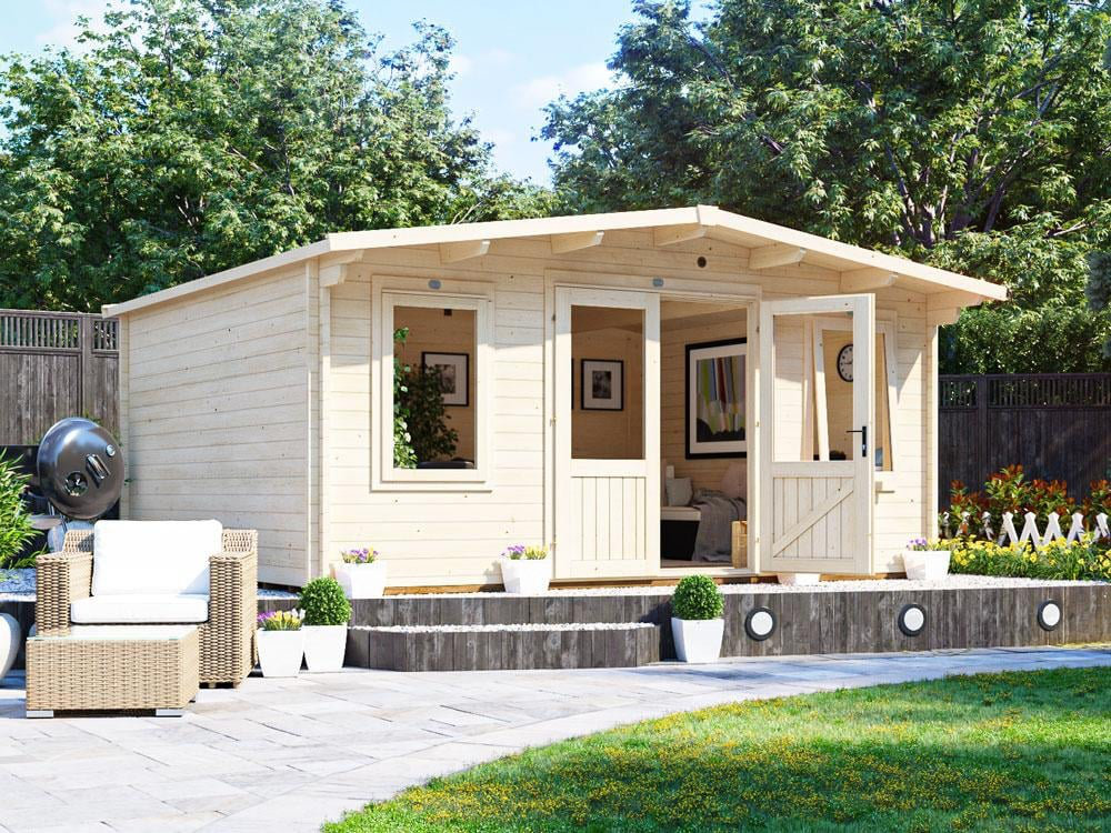 Dunster House Log Cabin 5m x 4m Double Glazed Windows 45mm Wall Thickness, Severn