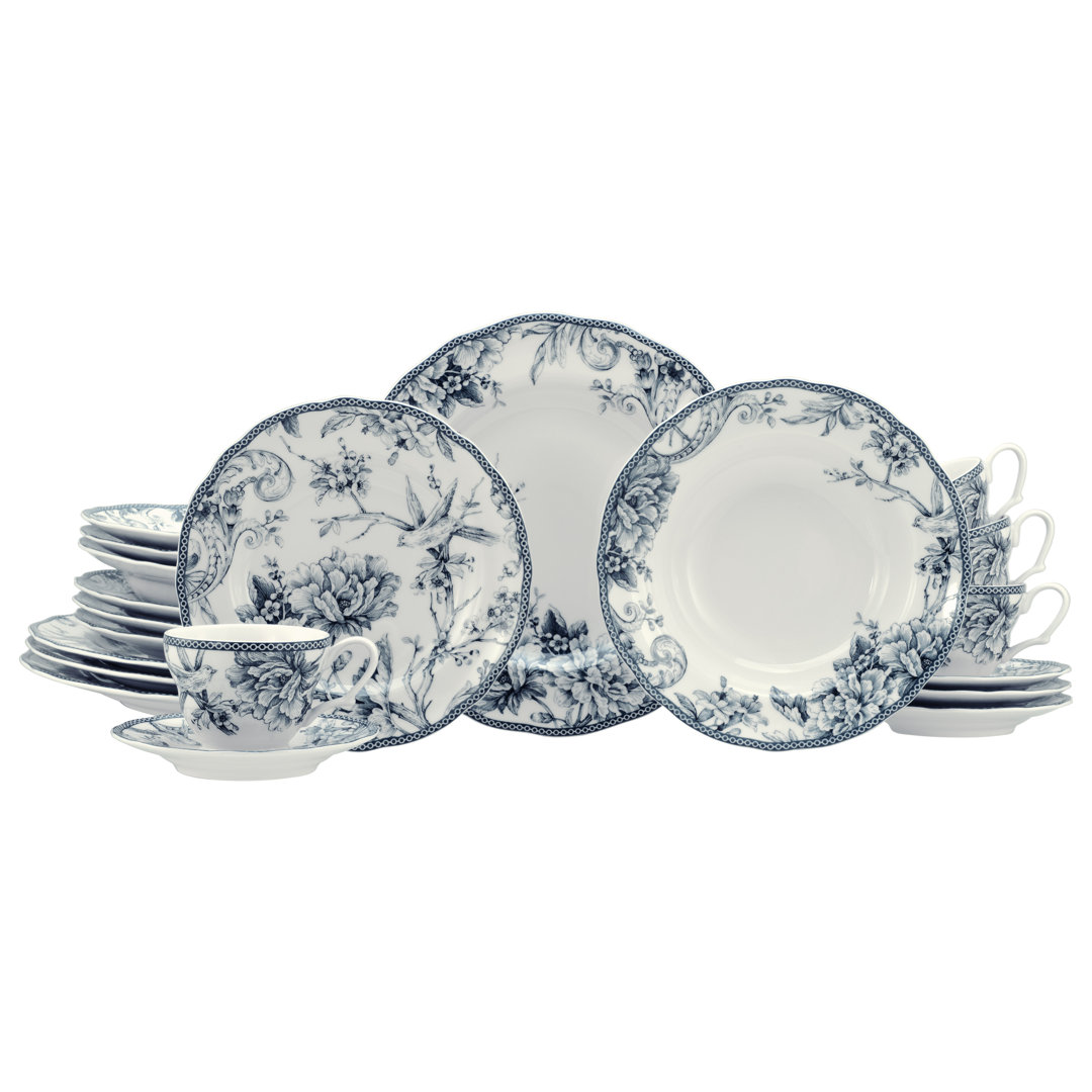 Adelaide Piece Porcelain China Dinnerware Set - Service for 4