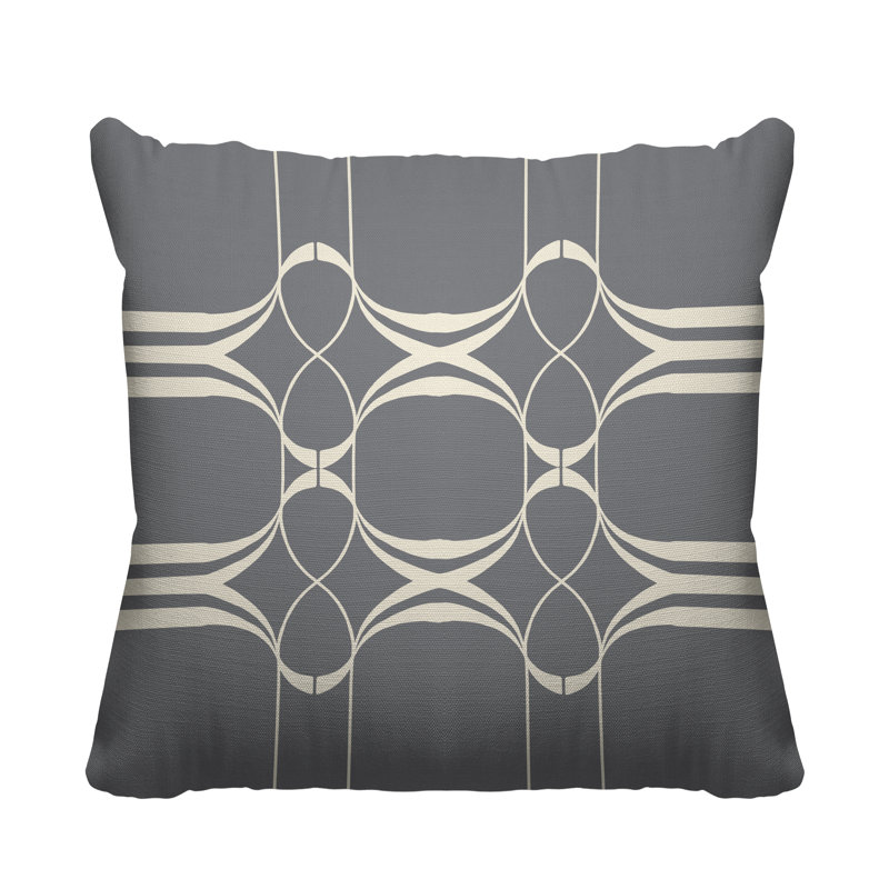 Coussin Tribal Abstract, L 19 po x H 19 po, Gris