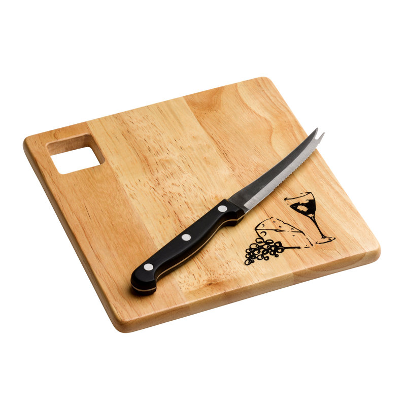 2 Piece Rubberwood Chopping Board Set