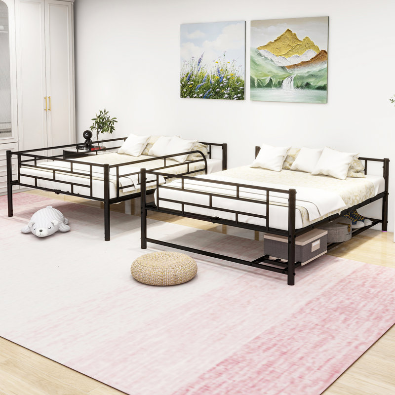 Adiam Kids Bunk Bed, Black, Full Over Full