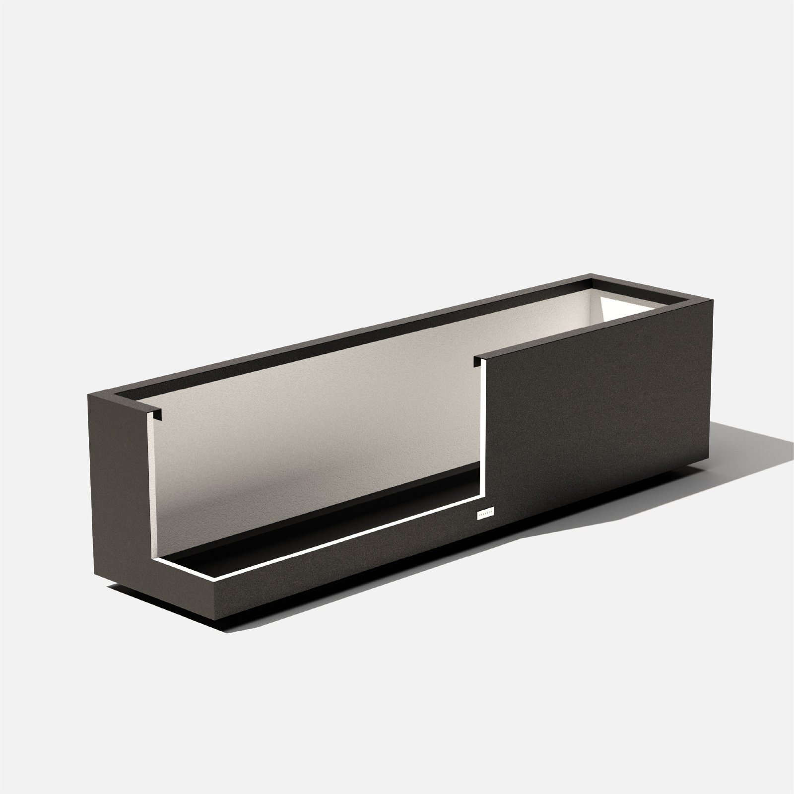 Metallic Series Planter Box, Black, 16.25" H x 60" W x 15" D