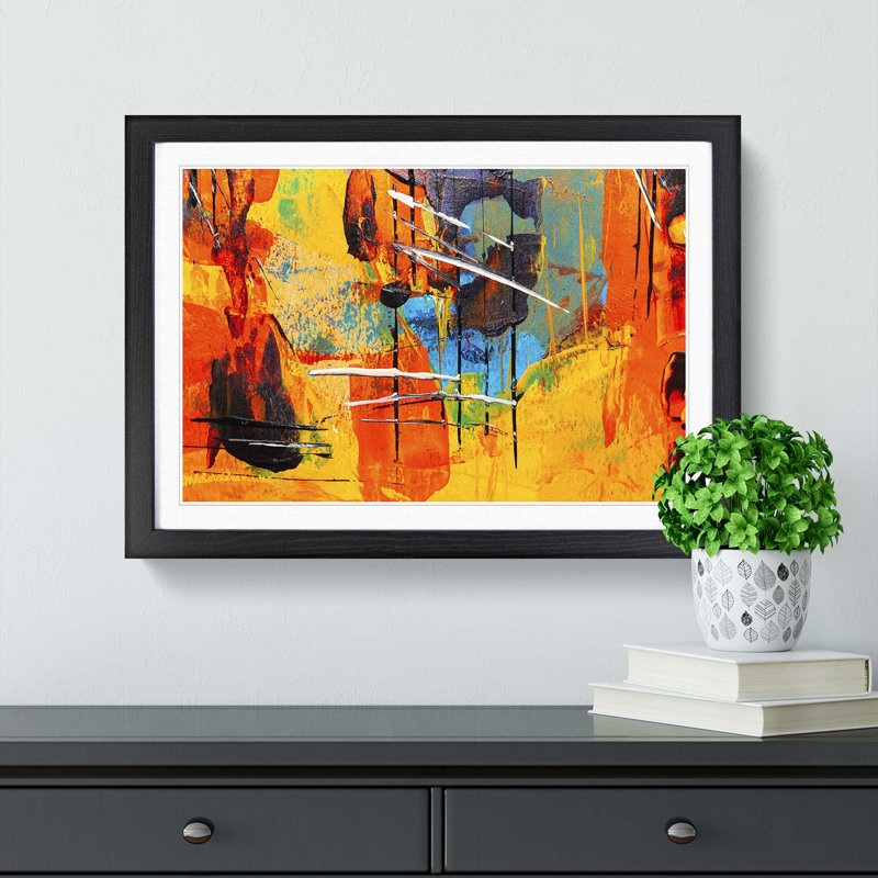 Abstract Art Painting Vol.474 by S.Johnson - Picture Frame Painting Print, 27cm H x 36cm W x 2cm D, Black Framed