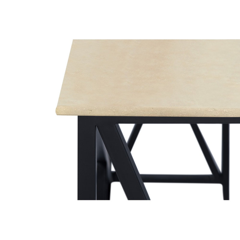 Medallion 60'' Console Table, Flat Black, Carrera Marble, 34"H x 45"W x 15"D
