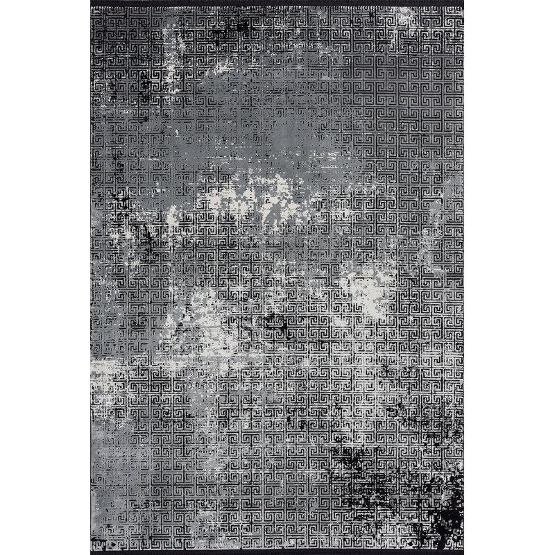 Tapis abstrait gris, Rectangle 5 pi 3 po x 7 pi 7 po
