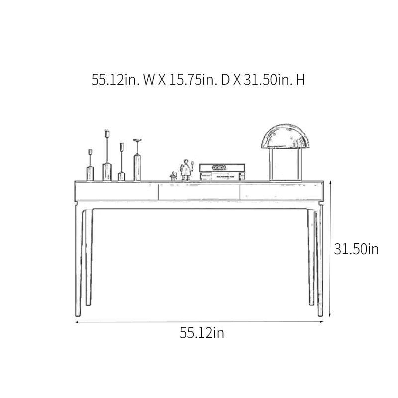Console moderne moderne avec tiroirs, Bois brun foncé, H 31,5 po x l 55,12 po x P 15,75 po
