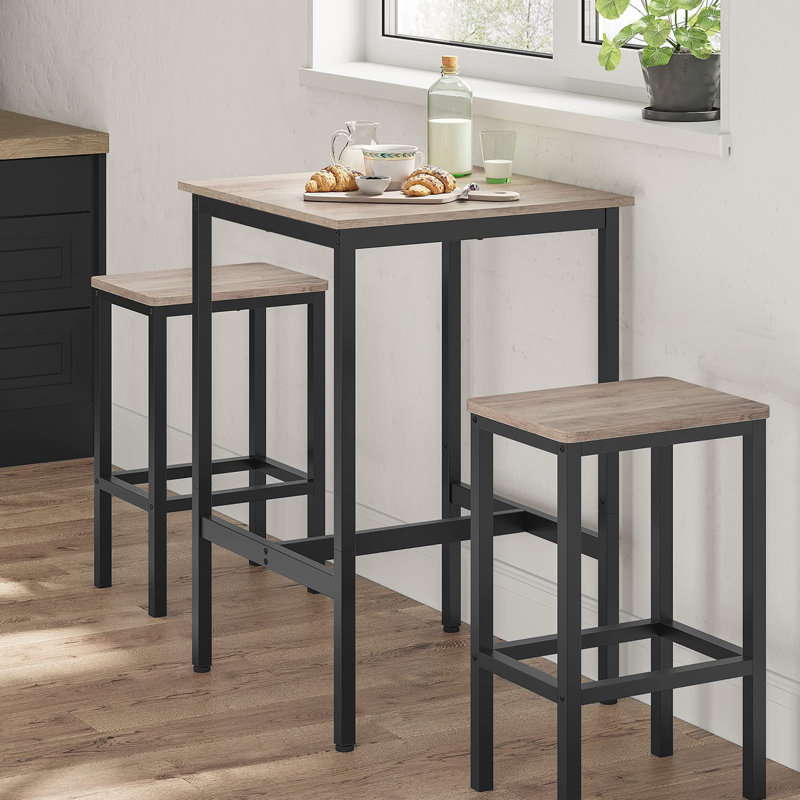 Belldas Square Metal Outdoor Bar Table , 60cm cm W 60cm cm D, Greige, Black