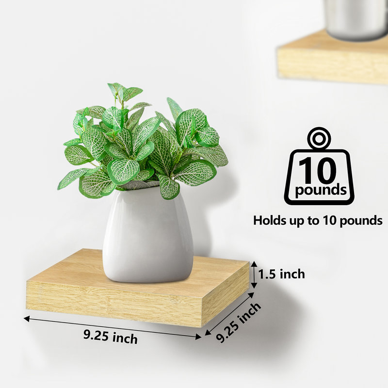 Maple Wood Matte Finish Floating Wall Shelves Set of 4
