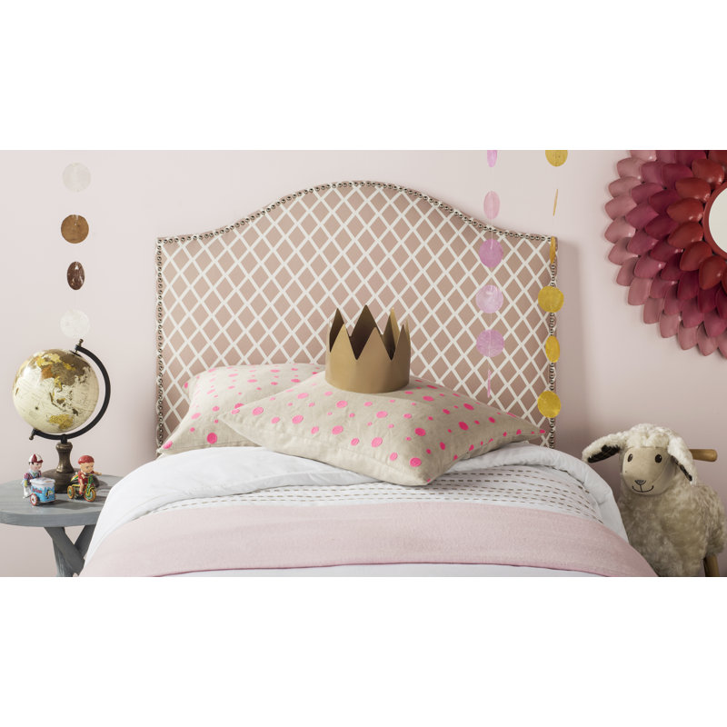 Broadmeade Upholstered Headboard, Twin, Peach Pink and White