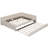 Queen Size Upholstered Platform Bed with USB and Twin Size Trundle, Beige