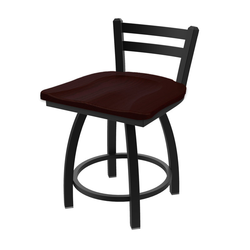 Tabouret de coiffeuse 411 Jackie, Bois - Chêne cerise foncé, Noir froissé