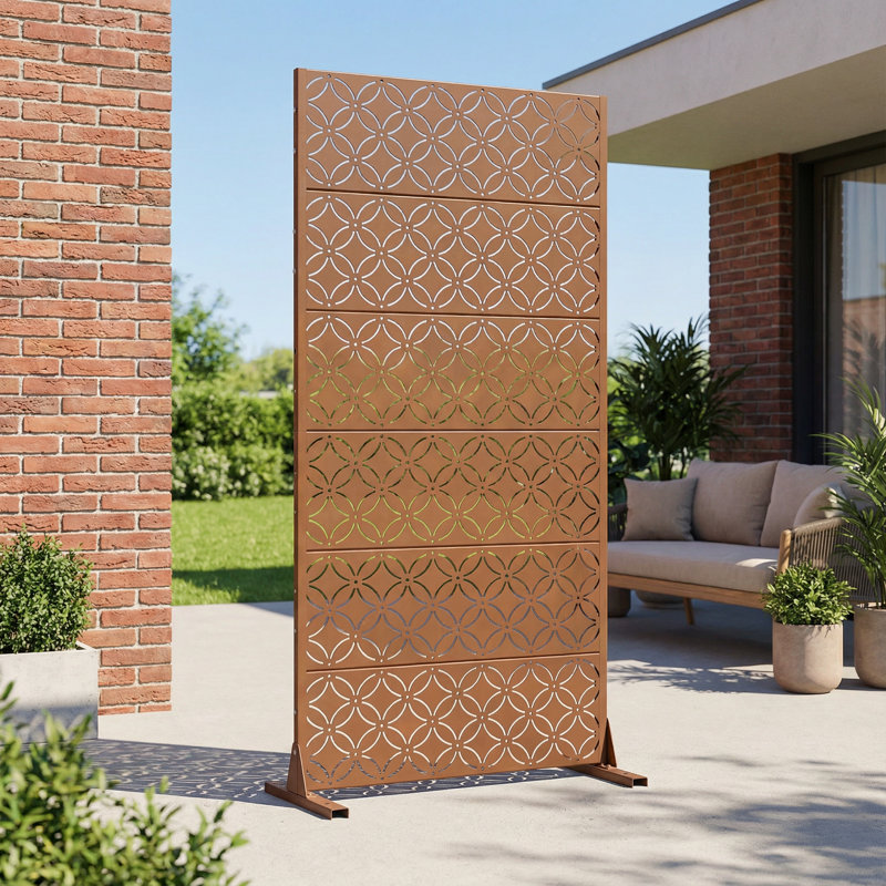 Panneau de clôture d'extérieur en métal pour écran d'intimité, 72" H x 35" W x 16" D-2Pcs, Brown