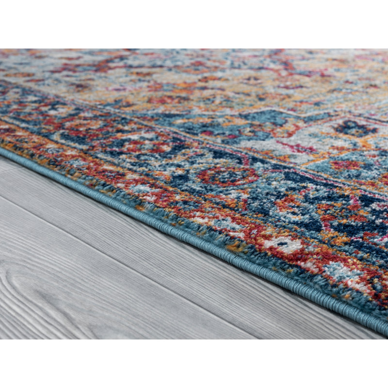 Tapis oriental bleu / brun Cédric, Tapis de couloir 2 pi 7 po x 7 pi 2 po