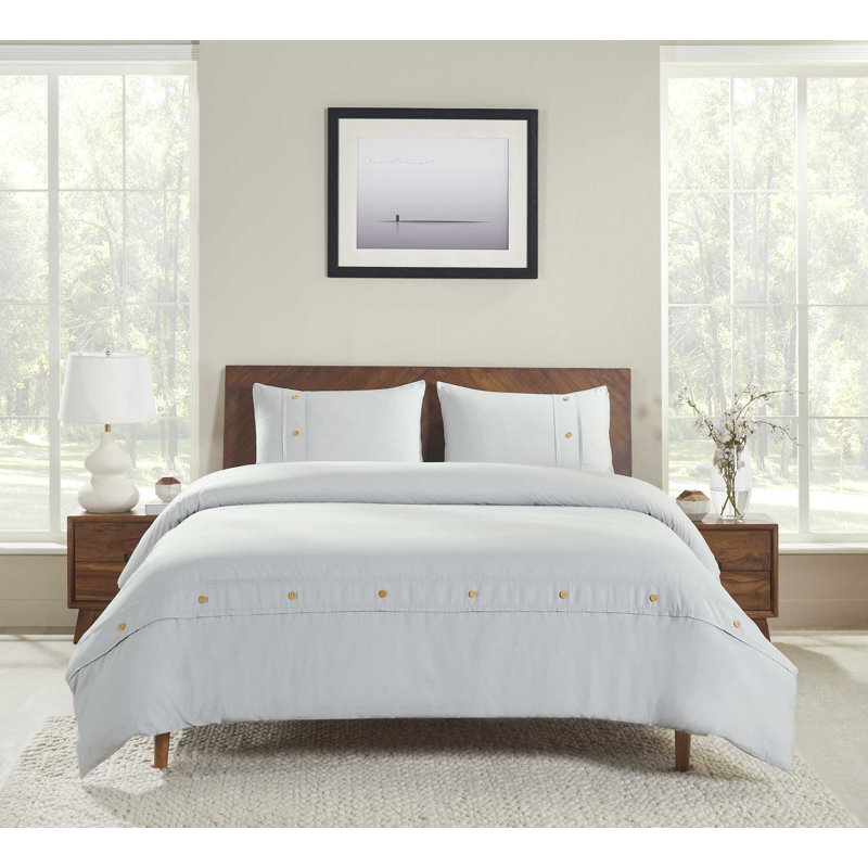  Ensemble de housse de couette 100% coton biologique 3 pièces, Housse de couette pour très grand lit et 2 taies, Argent