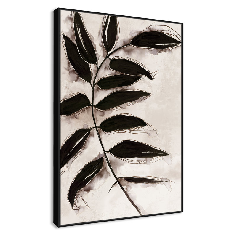 Feuilles II - Toile à cadre flottant, Cadre noir, H 61,5 po x l 41,5 po x P 2 po