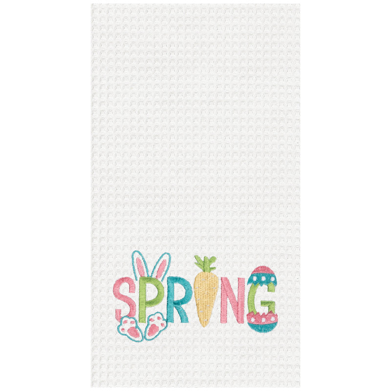 Serviette de printemps, Blanc / vert / rose printemps