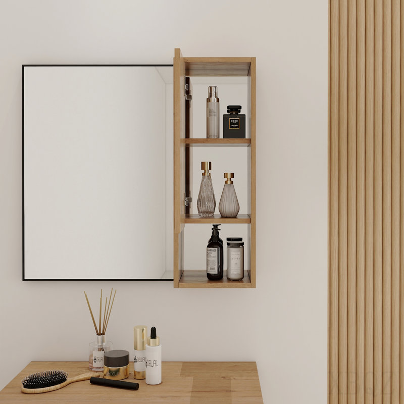 10''  Wall Mounted Storage Cabinet, Bathroom Mirror Cabinet With Soft Close Door,Plywood(Mc250iimo)(Mirror Cabinet Only, Without Black Aluminum Frame Mirror)