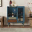 Meuble-bar moderne de 80 cm de large avec porte-verres à vin et tiroir de rangement, bleu-148506514